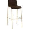 CLP Sgabello Bar con Schienale Hover, Impilabile con Rivestimento in Tessuto, Struttura in Metallo Effetto Oro, Regge Fino a 150 kg, Colore:Marrone
