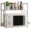 Generico 2/3 Livelli Ripiano Per Microonde Organizer Cucina salvaspazios, Scaffale Metallo Cucina Per Microonde Doppio, Supporto Microondes Con 4/8 Ganci, Per Piano Di Lavoro, Da Forno, Organizer Da Cucinas