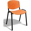 idealsedie Galizia Prime sedia fissa 4 gambe con telaio in acciaio Verniciato Nero, sedile e schienale in plastica resistente in vari colori (arancio)