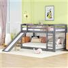 Azkoeesy Letto a castello 90 x 200 cm, con scivolo, rete a doghe, protezione dalle cadute, spazio di archiviazione, 90 x 200 cm, letto a soppalco per bambini, in legno di pino, grigio