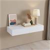 [en.casa] Mensola con 2 Cassetti Affiancati Consolle da Parete con Doppio Cassetto Mensola da Muro Comodino Sospeso 80 x 35 x 12 cm - Bianco