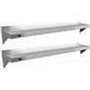 KuKoo - 2 Mensole a Muro in Acciaio Inossidabile Inox per Cucina Commerciale Mesnole a Parete per Ristoranti Catering Resistente alla Corrosione 194cm x 30cm