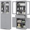 RELAX4LIFE Mobile da Bagno Alto, Armadietto a Terra con Cassetto, Ripiani Regolabili, Mobiletto Portaoggetti Salvaspazio per Soggiorno, Camera da Letto e Cucina (60x30x160cm, Grigio)