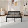Yaheetech Struttura Letto Matrimoniale 140 x 200 cm a Piattaforma in Metallo Senza Testiera 36,5 cm di Altezza con Contenitore per Camera da Letto in Ferro Battuto Nero