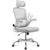 DEVAISE Sedia Ufficio Ergonomica con Supporto Lombare Regolabile, Funzione dondolante, Poggiatesta 3D Regolabile, Braccioli Ribaltabili a 90°, Schienale in Rete Traspirante - per Ufficio - Bianco