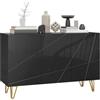 HOMCOM Credenza Cucina 3 Ante, Ripiani Regolabili, 120x40x75 cm, Nero