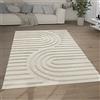 Paco Home Tappeto Salotto Pelo Lungo Shaggy Effetto 3D Etnico Boho Vintage Morbido, Dimensione:120x160 cm, Colore:Crema 7