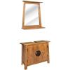 Festnight Festnigh Set Mobili da Il Bagno in Legno Massello di Pino Riciclato,Armadietto da Bagno sotto Lavabo/sotto Lavandino in Legno Massello con Specchio a Parete
