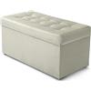 MG Design Pouf contenitore imbottito 45 × 90 cm Argento - capacità ca. 100 L, fino a 300 kg, seduta morbida, struttura solida, già montato e facile da pulire