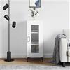 HaoChrymec Credenza Cucina Bassa, Madia Moderna in Legno Ingegnerizzato con Anta Vetro, Design Classico Sicuro, Mobile Bianco per Soggiorno o Sala da Pranzo, 34.5x34x90 cm