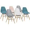 IDMarket - Set di 6 sedie SANDRA mix di rosa pastello, bianco, grigio chiaro X2, blu X2