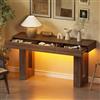 MSFE Tavolino Console da Ingresso Lungo 140CM Consolle Rettangolare con luci LED e 3 Cassetti Tavolino Consolle in Legno Tavolo d'Ingresso da Posizionare Dietro il Divano per Salotto,Corridoio e Entrata