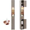 COSTWAY Mobile Bagno Salvaspazio con Luce, Colonna Bagno con Scomparti Aperti in Vetro, Ripiani Regolabili, 1 Cassetto e Gancio Laterale per Spazi Ridotti 20 x 20 x 181 cm (4 Ripiani con Luce, Grigio)