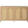 Azkoeesy Credenza con 4 ante in rattan, 145 x 80 x 40 cm, stile minimalista, armadio da cucina a buffet per sala da pranzo, soggiorno (naturale)