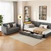 BLSYHDH Letto imbottito per singolo 90 x 200 cm, con 2 cassetti e LED USB, divano letto, lino (grigio)