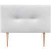 DHOME Testiera in similpelle o in tessuto acualina con bottoni e gambe Testiera imbottita di fascia alta Letto di lusso Camera da letto (Similpelle Bianco, 90x105cm (Letti 80/90))
