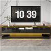 Soweiz Mobile TV moderno con tre cassetti e uno scomparto aperto, lucido con luci LED che cambiano colore, 180 x 38 x 45 cm (nero)