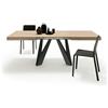 Mobili Fiver, Tavolo Allungabile Romina 140(220) x90 cm, Rovere Naturale con Gambe in Ferro Nere, per 6-10 persone, Tavolo Cucina, Soggiorno, Made in Italy