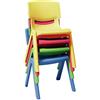 Borgione Set 4 sedie scuola infanzia colori assortiti linea ergonomica altezza cm 30