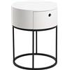 AC Design Furniture Comodino Apollon, A: 51 x L: 40 x Prof: 40, Ø: 40 cm, bianco/nero, MDF/metallo, 1 pezzo