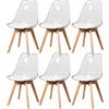 HJhomeheart Set di 6 Sedie da Pranzo Moderne Trasparenti, Sedie da Pranzo Imbottite Rimovibili, Sedie da Cucina dal Design Scandinavo (PU-Bianco)