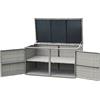 HOMASIS Baule da Esterno in PE Rattan, Cassapanca Contenitore a 2 Livelli, Panca Contenitore da Esterno Multiuso, 115 x 60 x 65 cm (Grigio)