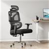 DEVAISE Sedia da Ufficio Ergonomica con Schienale Segmentato, Poggiatesta 3D Regolabile, Schienale Reclinabile a 3 Posizioni, Braccioli 3D, Rete Traspirante, Portata Massima 180kg, Nero