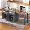 KUAKE - Isola da cucina su ruote con 2 cassetti, 4 ante, piano di lavoro allungabile, tavolino bar allungabile con spazio di archiviazione, tavolo estensibile, per 2-6 persone, carrello da cucina