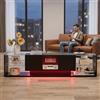 FOERPL Mobile TV LED, 200 cm, tavolo TV, mobile tele con LED, spazio di archiviazione, tavolo da TV soggiorno con stoccaggio, panca TV mobile basso per soggiorno, camera da letto (H nero, 200 cm)