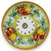 SICILIA BEDDA CAPACI Orologio in Ceramica Caltagirone - Ø 30 cm ca. Completo di Ingranaggio, Decoro Limoni, UVA e melograni