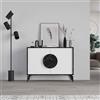 Totò Piccinni Madia credenza CIRCLE in Legno con due ante e ripiano interno 110x35,6x66h cm (Marmo Nero/Bianco)