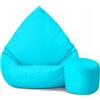 Slevobox Pouf Poltrona Sacco con Poggiapiedi Turchese 112x82x82 cm - Pouf Sacco XXL da Esterno Impermeabile - Pratico e Facile da Trasportare - Bean Bag per Adulti e Bambini - Fodera Lavabile