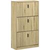 HOMCOM Scarpiera 3 cassetti ribaltabili 18 paia Rovere