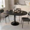 Lumivortex Tavolo da pranzo rotondo allungabile, tavolo da cucina 100/140 x 100 x 75 cm, tavolo da pranzo rotondo nero per 2-6 persone, tavolo da pranzo allungabile per ambienti multifunzionali