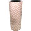 Rebecca Mobili Portaombrelli Design Geometrico, Portabastoni Bianco Beige Tondo, Mdf Canvas, Arredo Ufficio Casa - Misure: 50x20x20 cm (HxLxP) -Art. RE6441