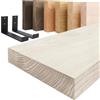 LAMO Manufaktur Mensola da parete con staffe nere a J | Mensola 120 cm per soggiorno, ufficio stile industriale | Colore: sbiancato, Bordo: diritto | Legno massello, qualità artigianale