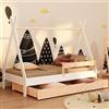 smartwood Letto Casetta 80x160 cm con Cassetto, in Legno, Bianco, TIPI D