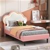 KEFSR Letto bambini 90 x 200 cm, letto bambina con design a nuvole, illuminazione a LED e testiera regolabile, letto per bambini per cameretta dei bambini, senza materasso (rosa+PU(2), 90 x 200)