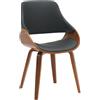 CLP Sedia da Pranzo Imbottita Vangale con Schienale, Sedia di Design Moderna in Legno Curvato per Soggiorno, Colore:noce/nero, Materiale:Ecopelle
