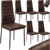 tectake® Set 6 Sedie Sala da Pranzo, Sedie Cucina in Similpelle, Gambe in Acciaio, Sedie da Pranzo Moderne dal Design Elegante, Sedie da Cucina Antiscivolo - Marrone