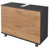 Vicco Mobiletto per lavabo Ilias, Rovere dorato/antracite, 80.2 x 60.8 cm con 2 cassetti, con ritaglio per sifone e aperture di ventilazione laterali