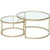 JZGORC Set di 2 Tavolini, Tavolino Rotondo Impilabile per Soggiorno, Gambe in Metallo Placcato Oro, Adatto per Soggiorno, Caffetteria, Lounge (80 * 45 cm e 60 * 35 cm) - Vetro Oro