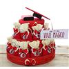 Viale Magico Torta Bomboniere Laurea, Torta Sacchetti con Portachivi Laurea, 25 Sacchetti Laurea bomboniere economiche ed Originali (Portachiavi Corona D'alloro Satin)
