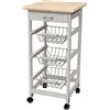 COSE DA CASA Carrello frutta verdura Bianco 3 cestini 1 cassetto piano di lavoro legno 4 ruote per facilitare lo spostamento h76x37x37
