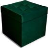 MG Design Pouf contenitore imbottito 45 × 45 cm Verde - capacità ca. 50 L, fino a 300 kg, seduta morbida, struttura solida, già montato e facile da pulire