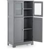 LIFEZEAL Mobiletto Bagno Salvaspazio in Legno, Armadio a 2 Ante in Vetro, Arredo Grande 30x60x109 Cm, Mobile Dispensa Cucina, Armadietto per Vetrinetta Soggiorno, Credenza Cucina Alta, Grigio