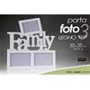 Gicos Porta Foto Cornice Multiplo in Legno 3 posti Decoro Family Colore Bianco 35 * 35 cm MOG-660849