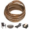 M METERXITY Kit Riparazione Vimini 1 Pezzo, 5mm x 33ft/10m Rattan Piatto Plastica Ricambio per Riparazione Mobili da Giardino/Cestini/Sedie, Rattan Sintetico Intrecciato [Cachi]