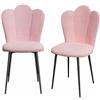 Utlenianie Set 2 Sedie Sala da Pranzo, Sedia Velluto Sedie Imbottite con Alto Schienale, Sedie Cucina con Gambe in Metallo Nero, Sedie da Soggiorno Moderne (rosa)