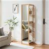 [en.casa] Scaffale da Terra con Specchio a Figura Intera Mobile a Colonna con 4 Ripiani e Specchio Frontale per Ingresso Camera da Letto 170x40x35 cm Naturale/Bianco